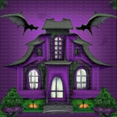 Purple Bat Wing Haunted House - безплатен png