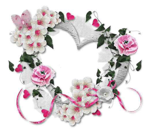 flower fleur fleurs blumen frame coeur - Free PNG