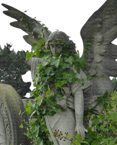 overgrown angel statue - png gratuito