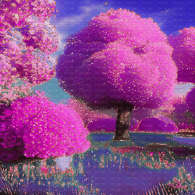 Pink Tree Park - GIF animasi gratis