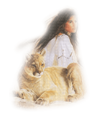 charmille _ amérindiens _ femme et lion - kostenlos png