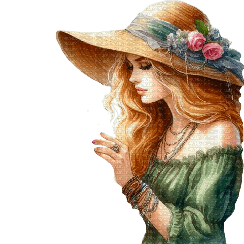 Mujer con sombrero - фрее пнг