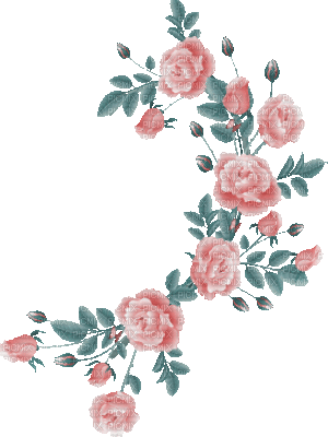 soave deco flowers rose animated branch pink teal - GIF animé gratuit