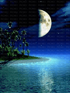 MMarcia gif paisagem  água  lua moon - Бесплатный анимированный гифка
