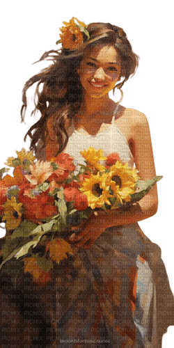 loly33 femme fleur printemps - PNG gratuit