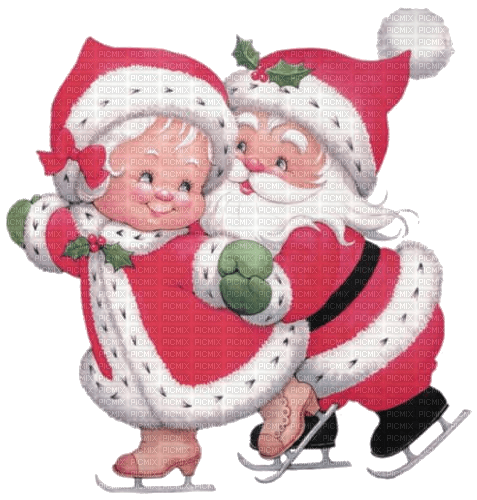 Weihnachtsmann, Weihnachtsfrau, Schlittschuhe - PNG gratuit