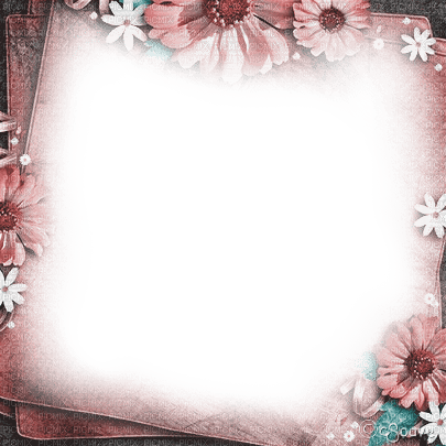 soave frame vintage paper flowers pink green - png gratuito