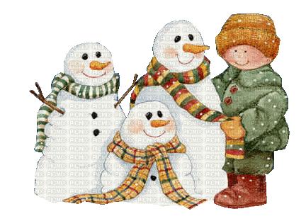 Schneemänner mit Kind - Ingyenes animált GIF