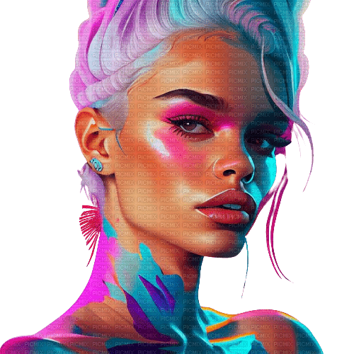 fantasy woman rainbow neon - besplatni png