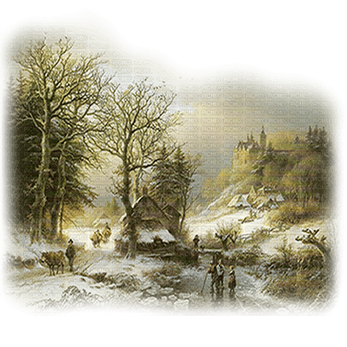 fondo  paisaje invierno vintage dubravka4 - darmowe png