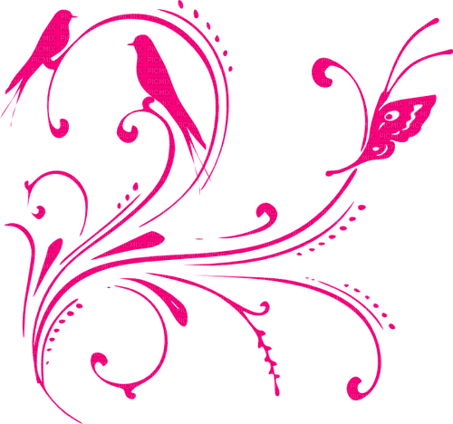 Pink Birds and Butterfly - gratis png