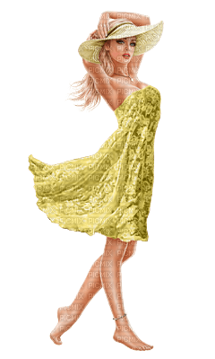 kvinna-donna-yellow-hat-minou52 - png grátis