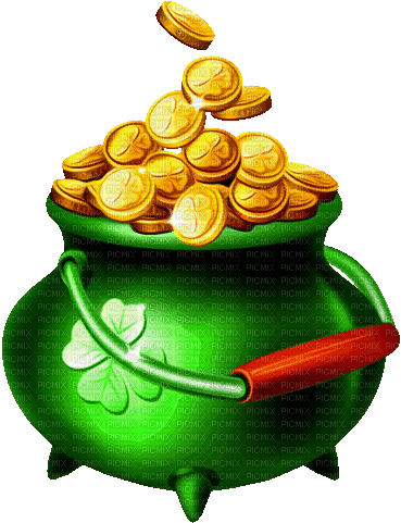 Pot.Coins.Green.Gold.Animated - KittyKatLuv65 - Bezmaksas animēts GIF
