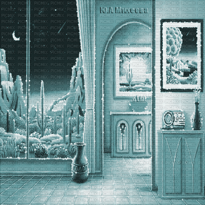 Y.A.M._Interior room background blue - Bezmaksas animēts GIF
