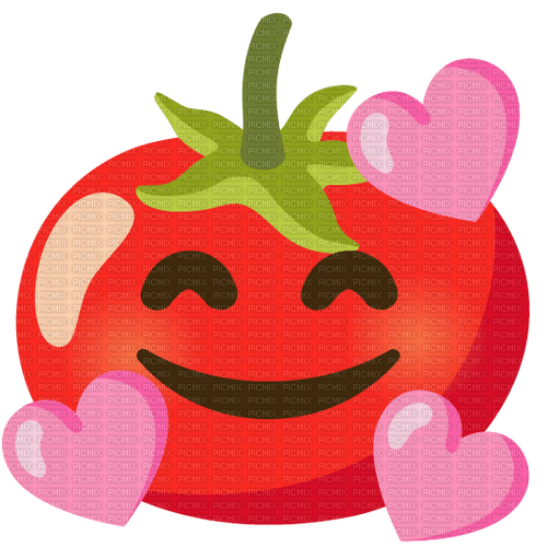 Smiling tomato with hearts Emoji Kitchen - png grátis