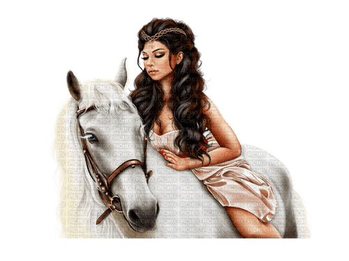 girl and horse, gif Adam64 - darmowe png