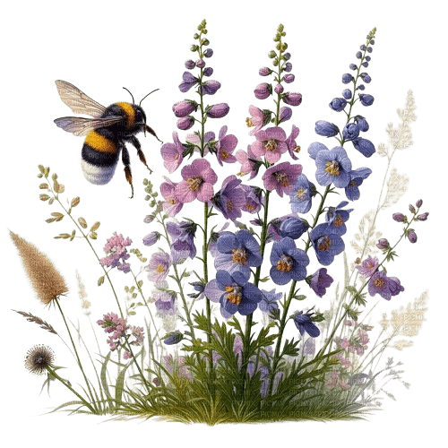 loly33 fleur abeille - Free PNG