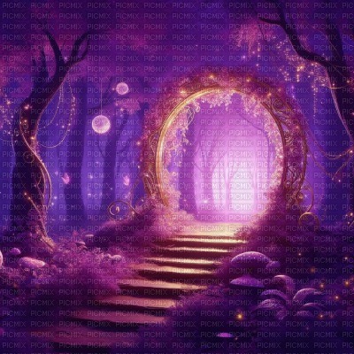 Purple Magical Forest with Portal - фрее пнг