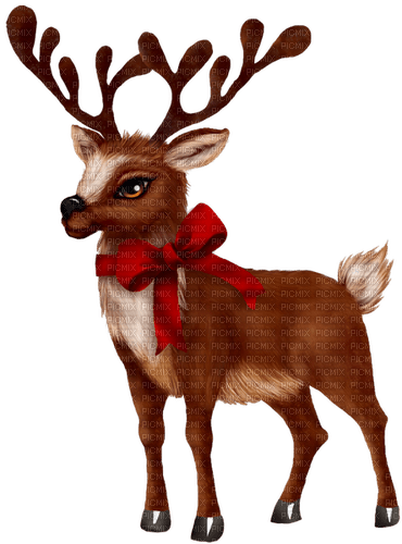 Reindeer.Brown.White.Red - besplatni png