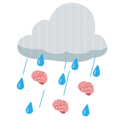 Emoji Kitchen cloud raining brains - PNG gratuit