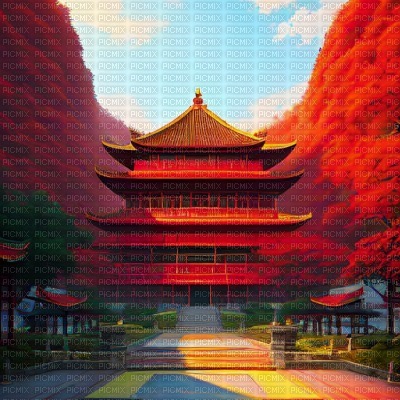 Red Asian Temple - gratis png