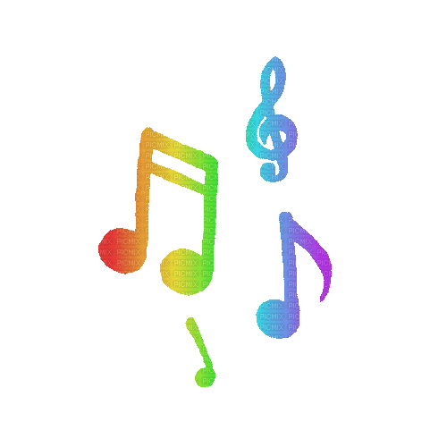 notes music animated rainbow - Бесплатный анимированный гифка