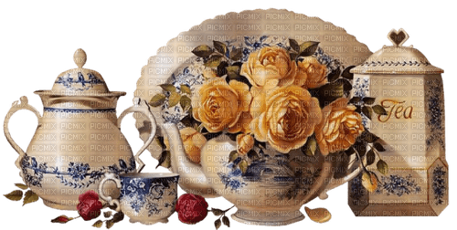 deco servicio  flores vintage dubravka4 - PNG gratuit