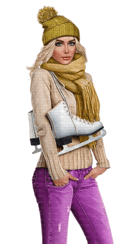 loly33 femme hiver patinage - zadarmo png