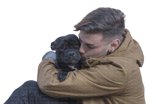Man Hugging Dog-Samantha44 - bezmaksas png