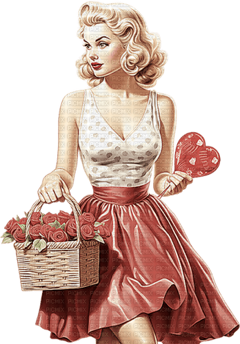 ♡§m3§♡ vintage old VDAY RED FEMALE IMAGE - ücretsiz png