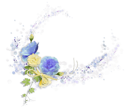 minou-flower-corner-blue - png grátis
