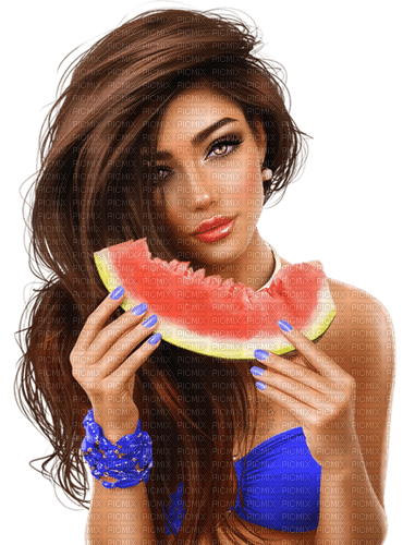 mujer con sandia - 免费PNG
