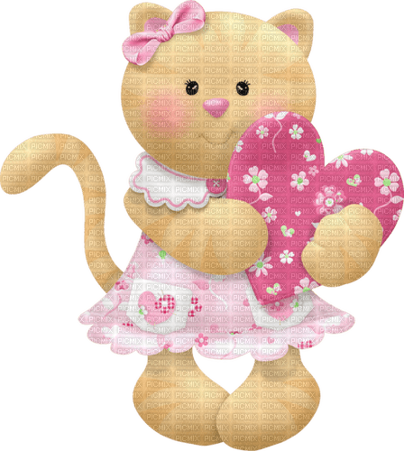 kikkapink doll cat vintage scrap deco pink - PNG gratuit