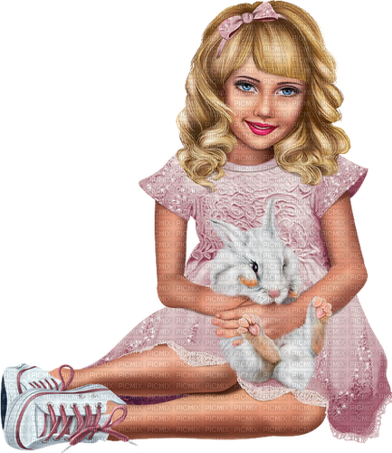 Girl with a rabbit. Easter. Spring. Leila - 無料png