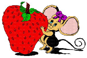 souris fraise - Animovaný GIF zadarmo