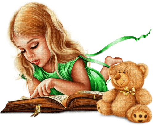 Children. Girl reading book. Leila - ücretsiz png