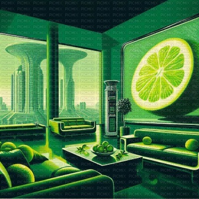 Lime themed Living Room - zdarma png
