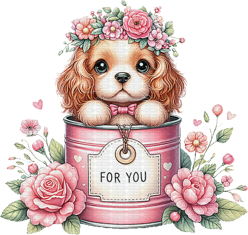 ♡§m3§♡ puppy vday pink animated gif love - Бесплатный анимированный гифка