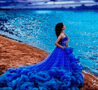 woman in blue-NitsaP - 免费动画 GIF