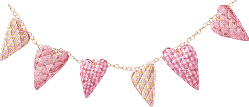 dolceluna deco border pink spring scrap hearts - 免费PNG