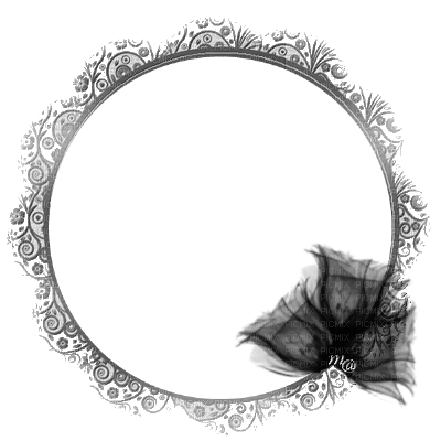 frame-round-black-flowers - δωρεάν png