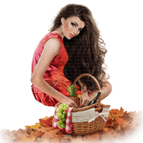 femme,pique-nique, autumn, Pelageya - besplatni png
