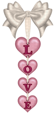 Kaz_Creations Deco Ribbons Bows Heart Love Hearts  Colours Hanging Dangly Things Text Love - PNG gratuit