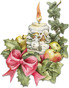 soave deco christmas vintage candle branch bow - Free PNG