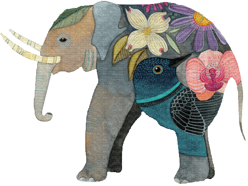 dolceluna artistic deco summer elephant - Free PNG