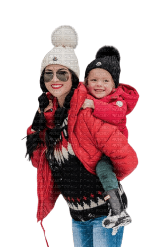 mother and child in winter - bezmaksas png