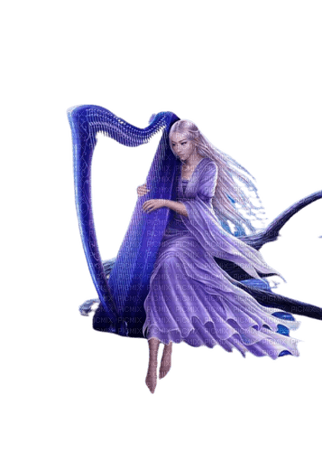 femme et harpe - Free PNG