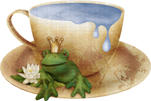 dolceluna cup water frog vintage fantasy deco - PNG gratuit