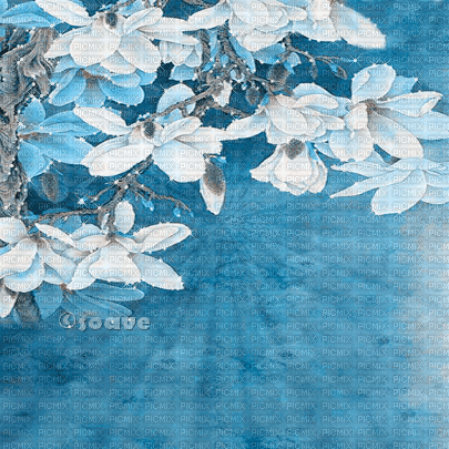 soave background animated flowers  orriental blue - Free animated GIF
