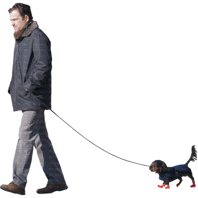 man mann homme tube image human people autumn automne animal dog chien - Free PNG